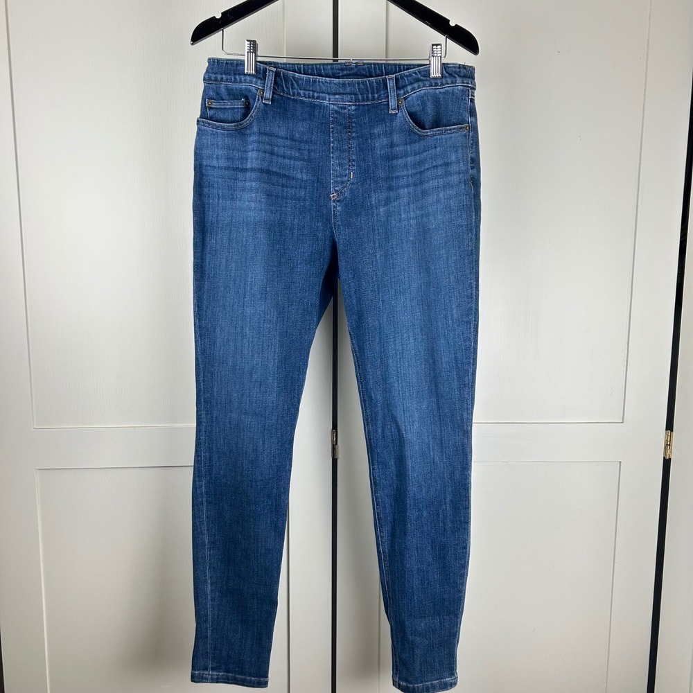 L.L. Bean BeanFlex Skinny Leg Favorite Fit Jeans Women 14 Blue Pull On Denim